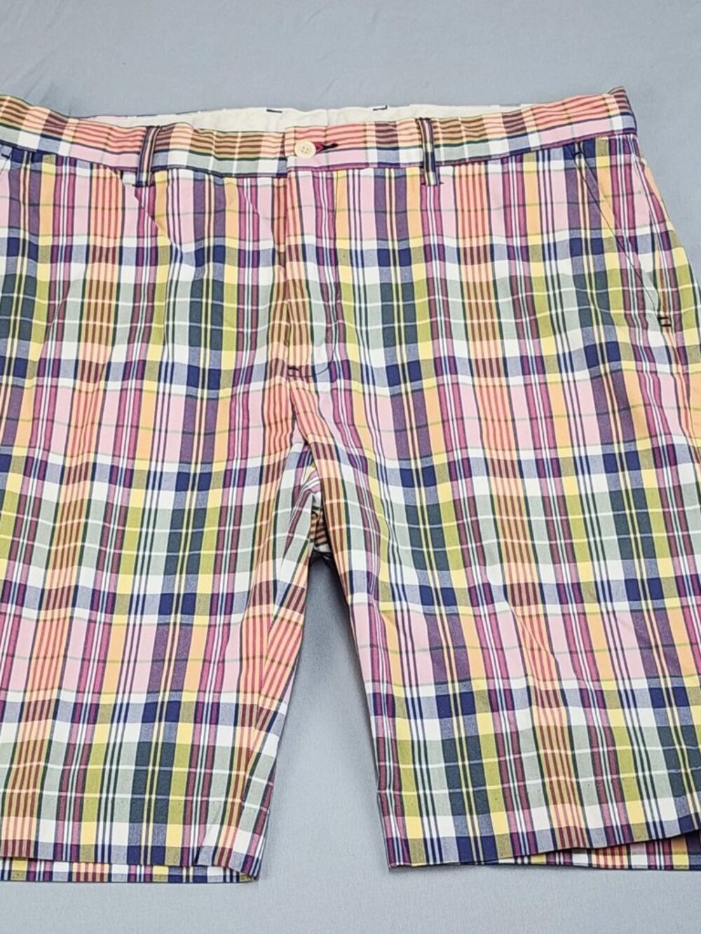 Polo Ralph Lauren Mens Shorts 36 Plaid Flat Front Chino Multicolor 100% Cotton